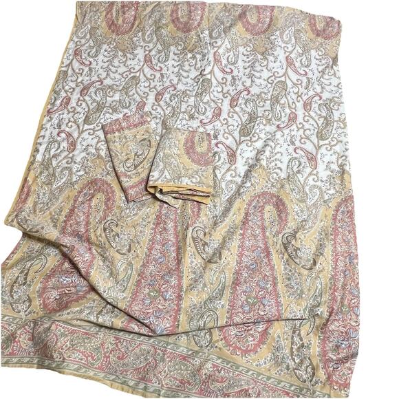 Pottery Barn Blythe Paisley Queen Full Duvet Set 2 Pillowcases Gold Green Blue